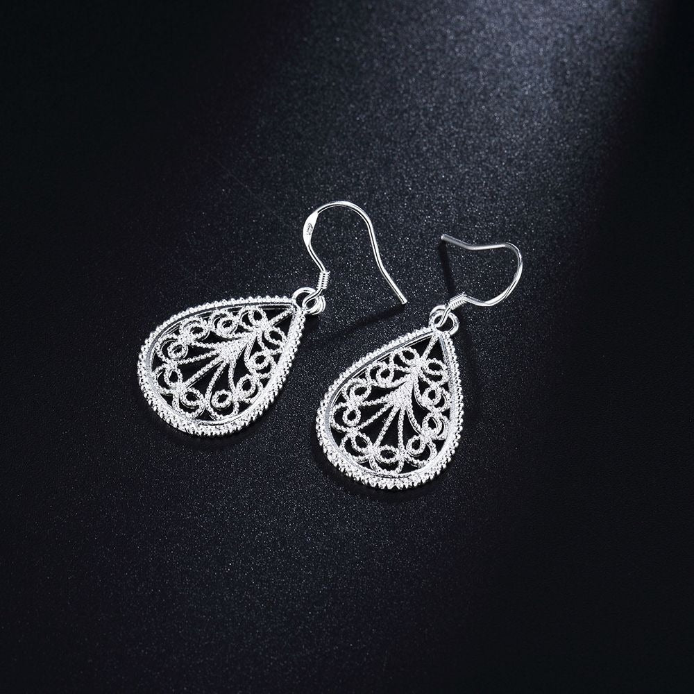 Mikaela Lane Filigree Scrolls 925 Sterling Silver Teardrop Earrings Gift Boxed