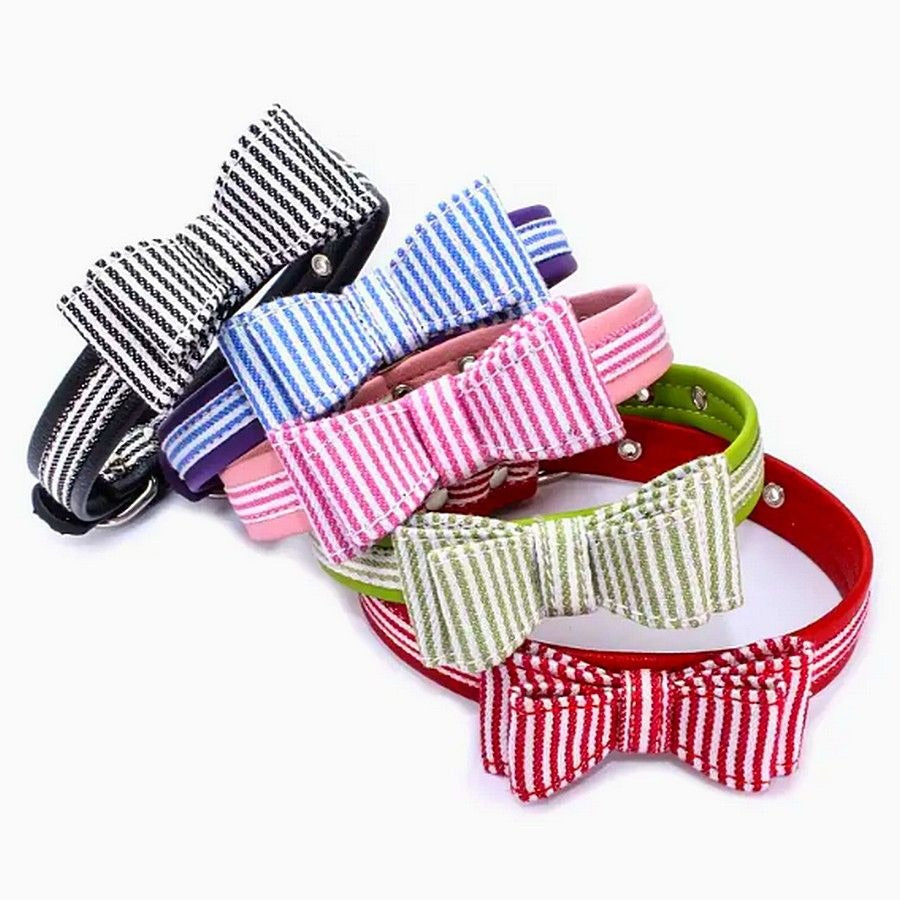 Zach Saylor Blue Purple Oxford Stripe Bow Tie Dog Collar Large