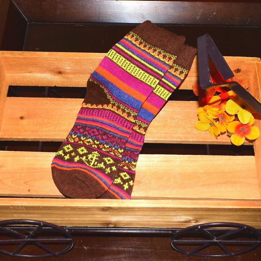 Zoanne Anchor Fair Isle Socks Brown
