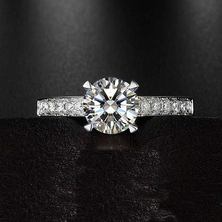 Emilia Eternity Solitaire CZ Accented 925 Sterling Silver Ring Size 6 Gift Boxed