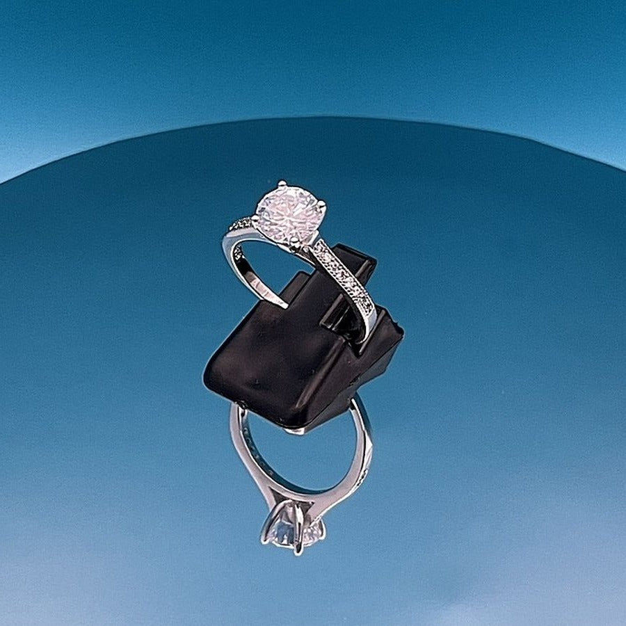 Emilia Eternity Solitaire CZ Accented 925 Sterling Silver Ring Size 6 Gift Boxed