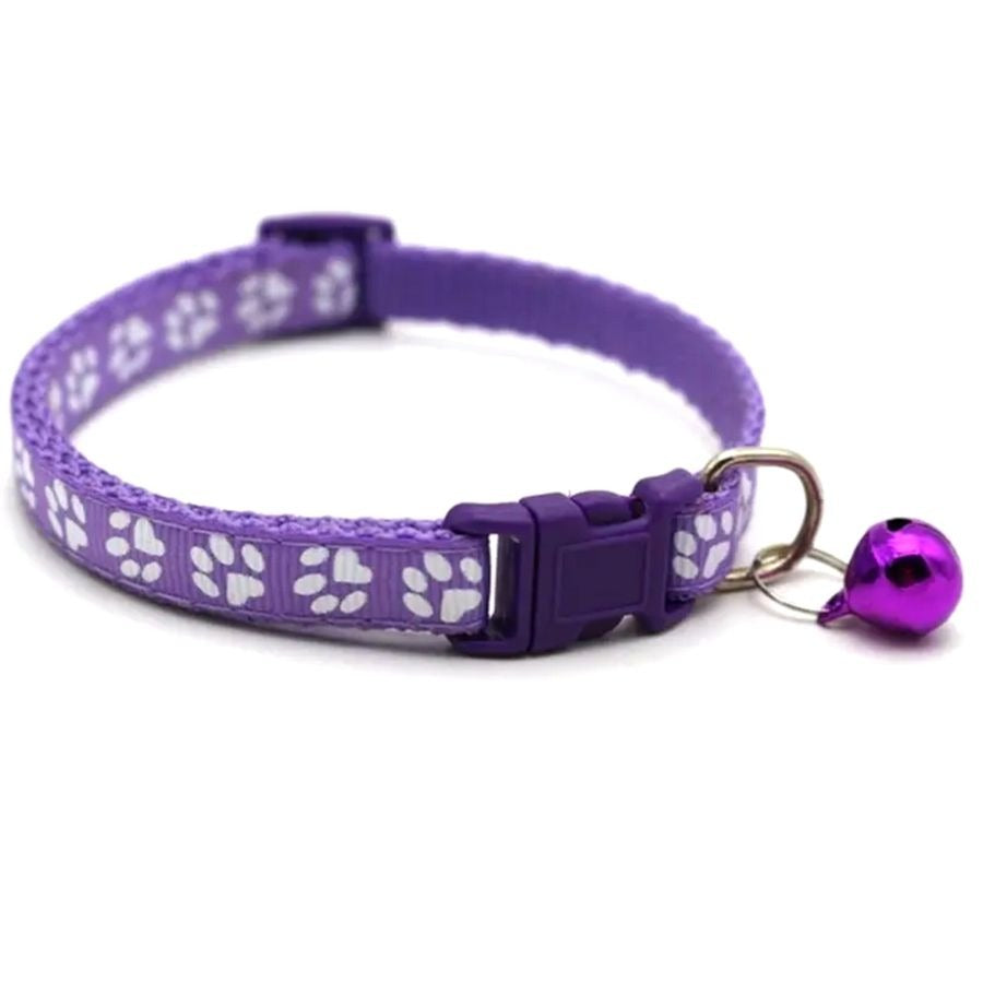 Sweet Heart Paw Print Purple Cat Collar with Bell and Toys Gift Package