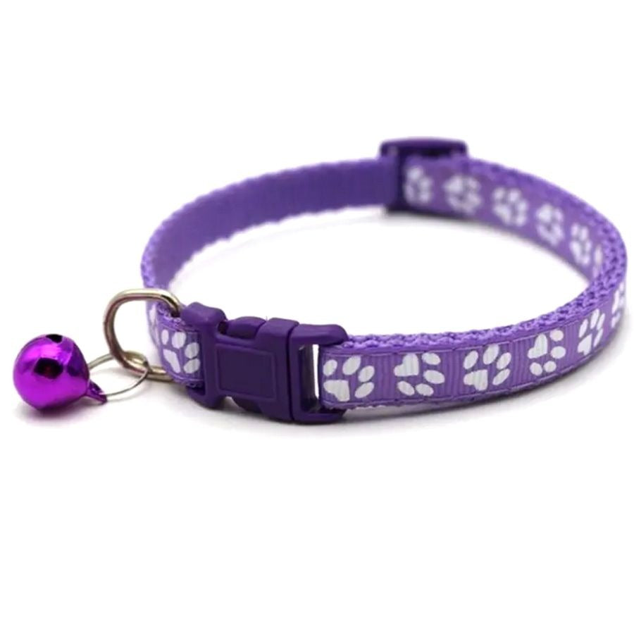 Sweet Heart Paw Print Purple Cat Collar with Bell and Toys Gift Package