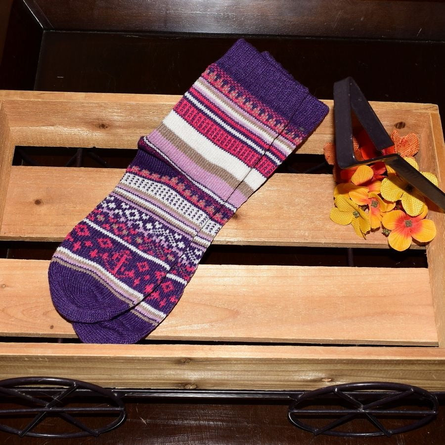 Zoanne Anchor Fair Isle Socks Purple