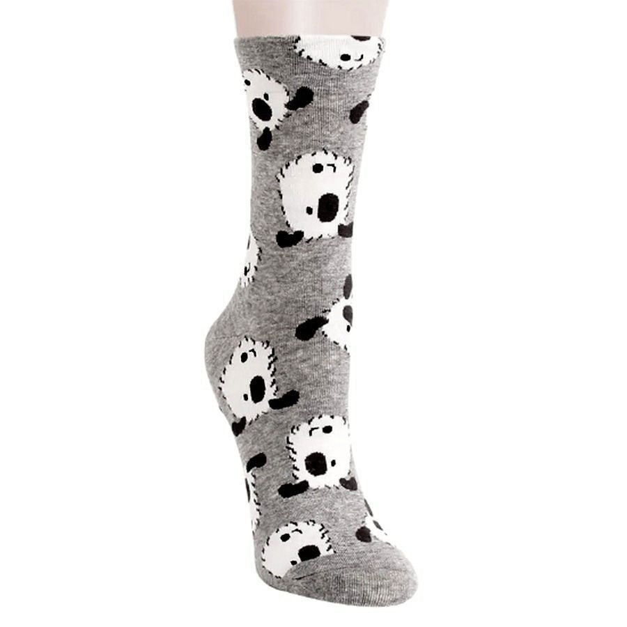 Andi Larose Womens Puppy Dog Pattern Socks White on Gray