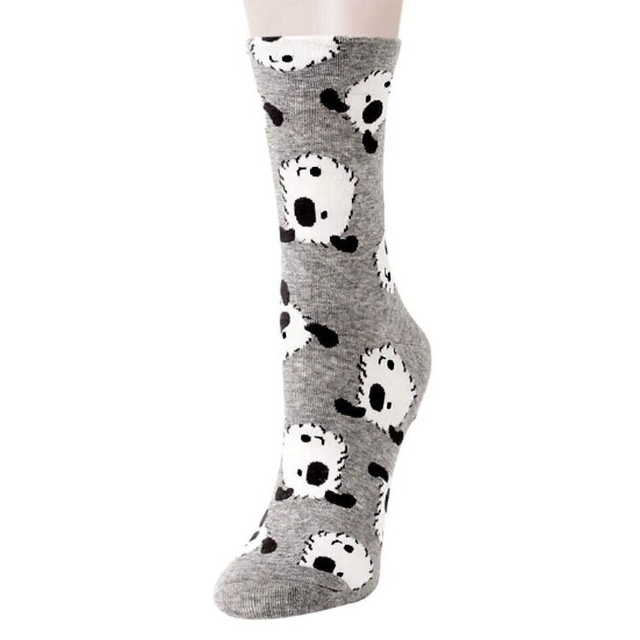 Andi Larose Womens Puppy Dog Pattern Socks White on Gray