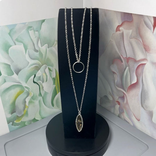 Marlowe Ellipse Circle Layered Light Champagne Crystal Necklace Gift Packaged