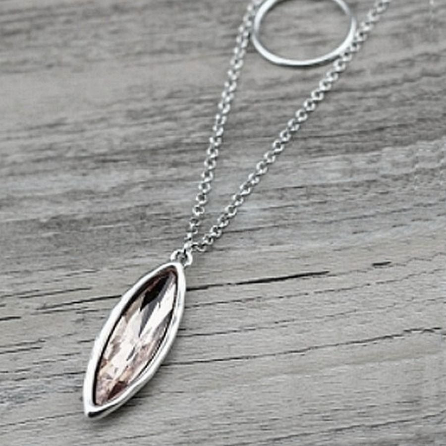 Marlowe Ellipse Circle Layered Light Champagne Crystal Necklace Gift Packaged