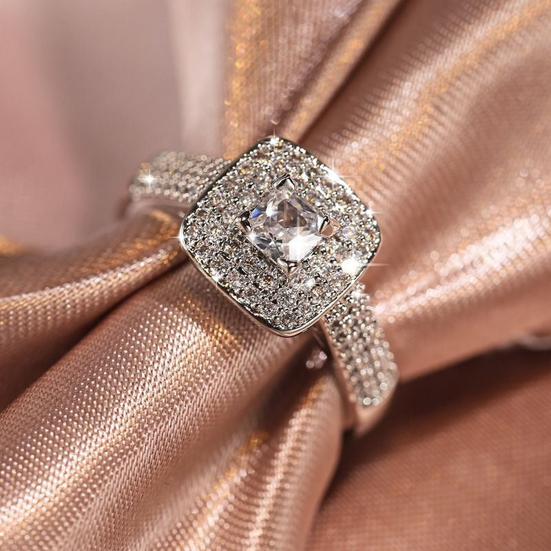 Julieta Princess 925 Sterling Silver Cubic Zirconia Ring Size 8 Gift Boxed