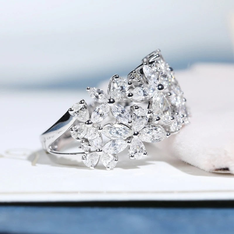 Serena Florets Silver Cubic Zirconia Cocktail Ring Gift Boxed