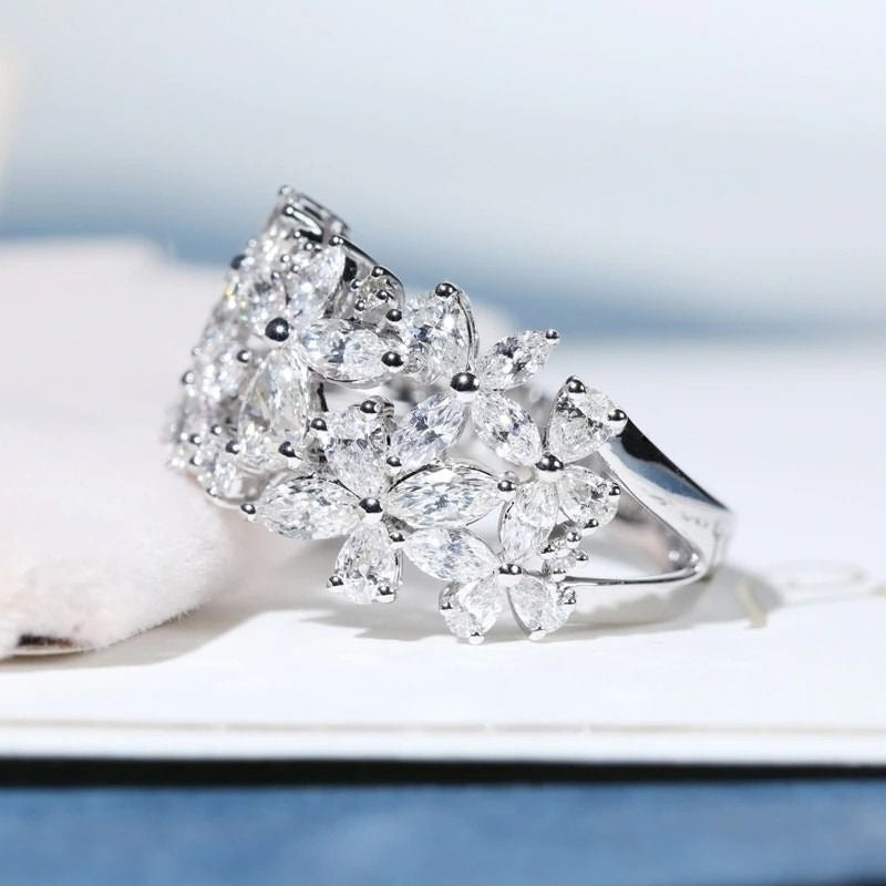 Serena Florets Silver Cubic Zirconia Cocktail Ring Gift Boxed