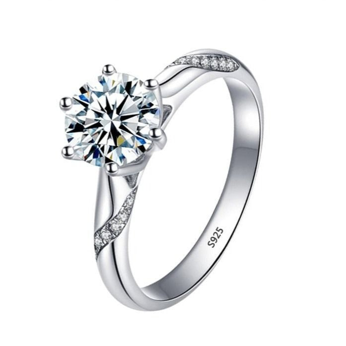 Sophie Shay Solitaire Ribbon Accent 925 Sterling Silver Ring Size 8