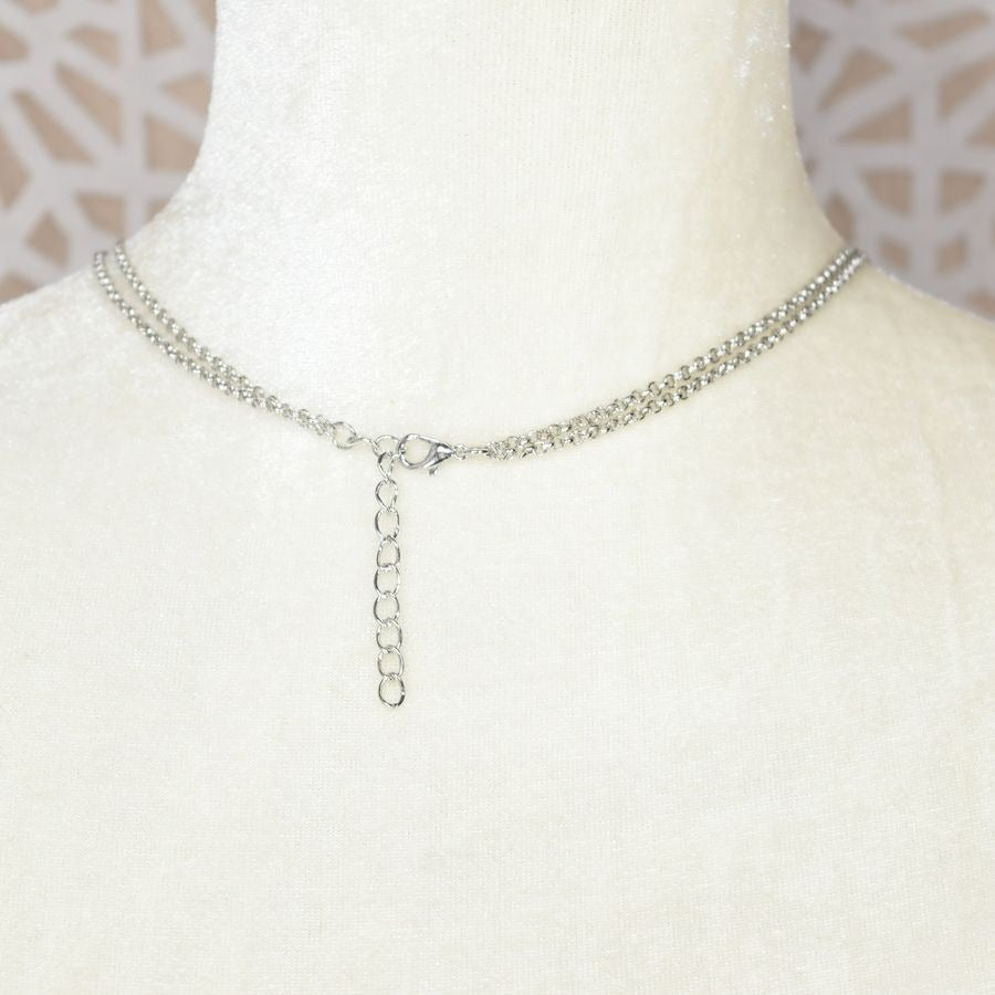 Marlowe Ellipse Circle Layered Smokey Gray Crystal Necklace Gift Packaged