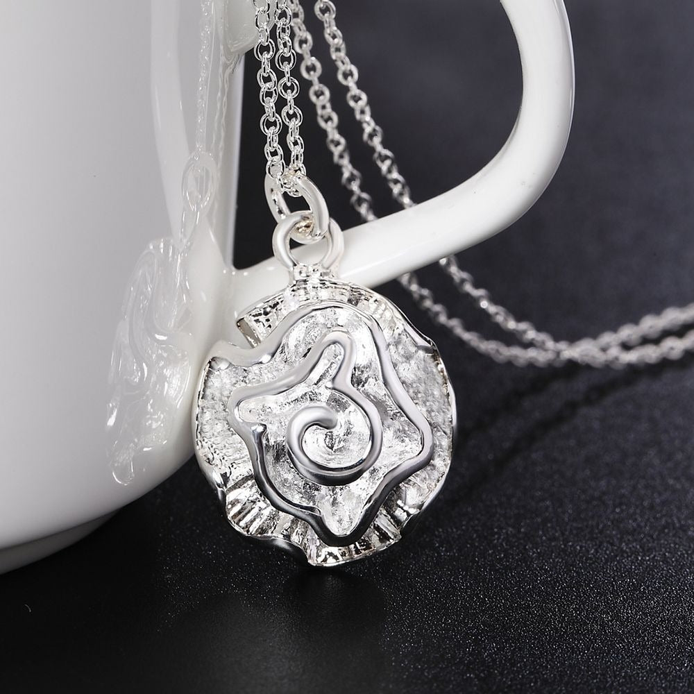 Alisha Cupcake Dreams Abstract Flower Art Sterling Silver Necklace