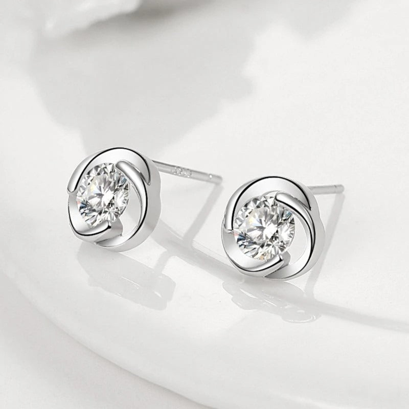 Andera Love Cubic Zirconia 925 Sterling Silver Love Knot Earrings