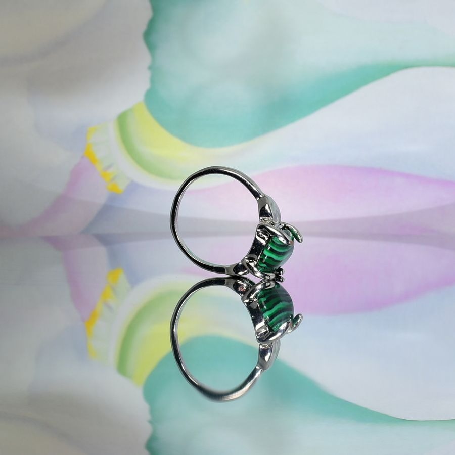 Brynleigh Rae Oval Green Malachite Silver Ring Size 9 Gift Boxed