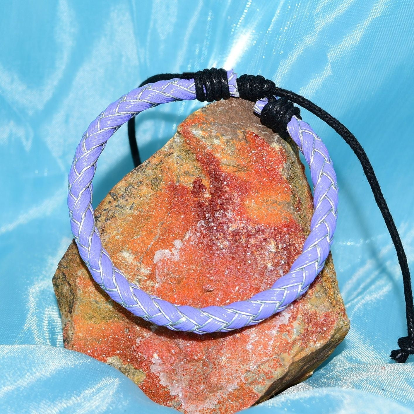 Taye Welt Rope Womens Boho Sliding Tie Leather Bracelet Blue Purple