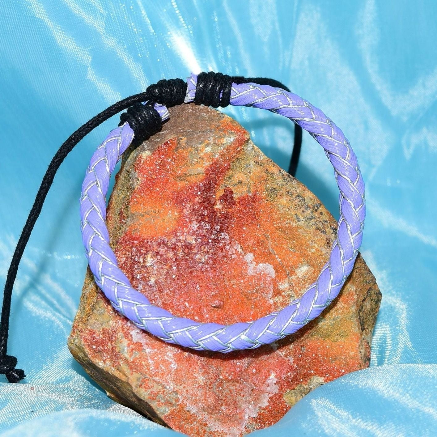Taye Welt Rope Womens Boho Sliding Tie Leather Bracelet Blue Purple