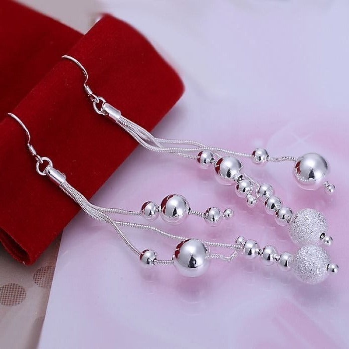 Giavanna Dangles Sterling Silver Bead Ball Drop Array Earrings Gift Boxed