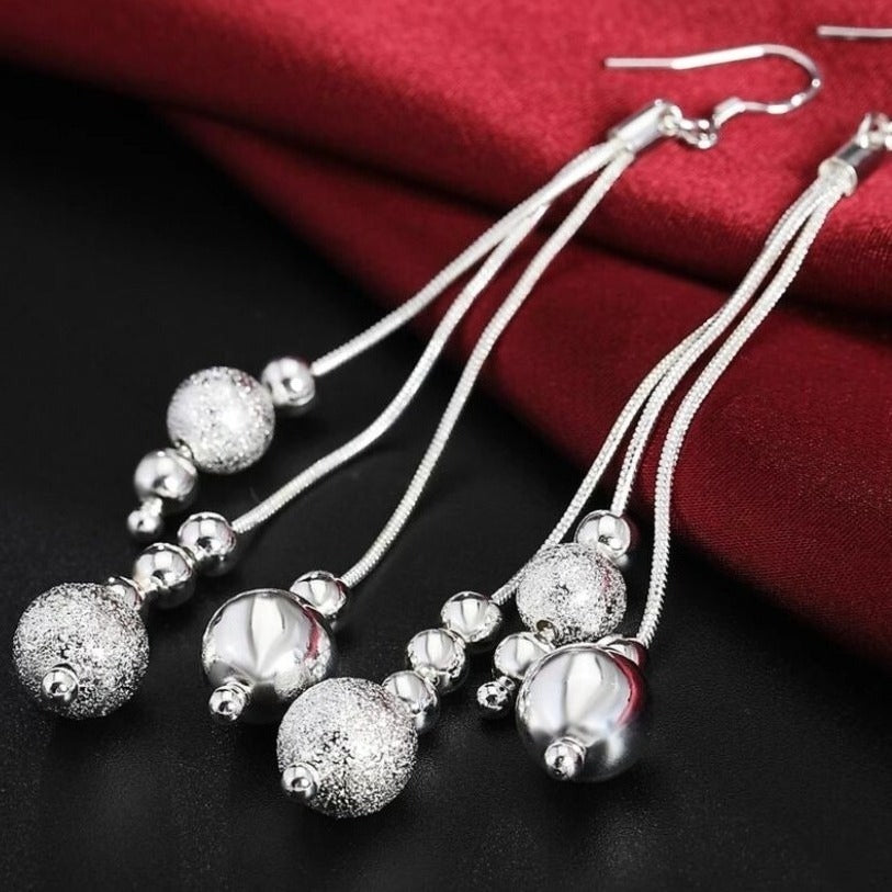 Giavanna Dangles Sterling Silver Bead Ball Drop Array Earrings Gift Boxed