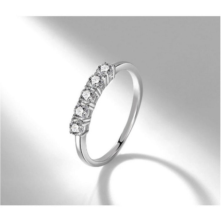 Delane Five Stone 925 Sterling Silver CZ Anniversary Band Ring
