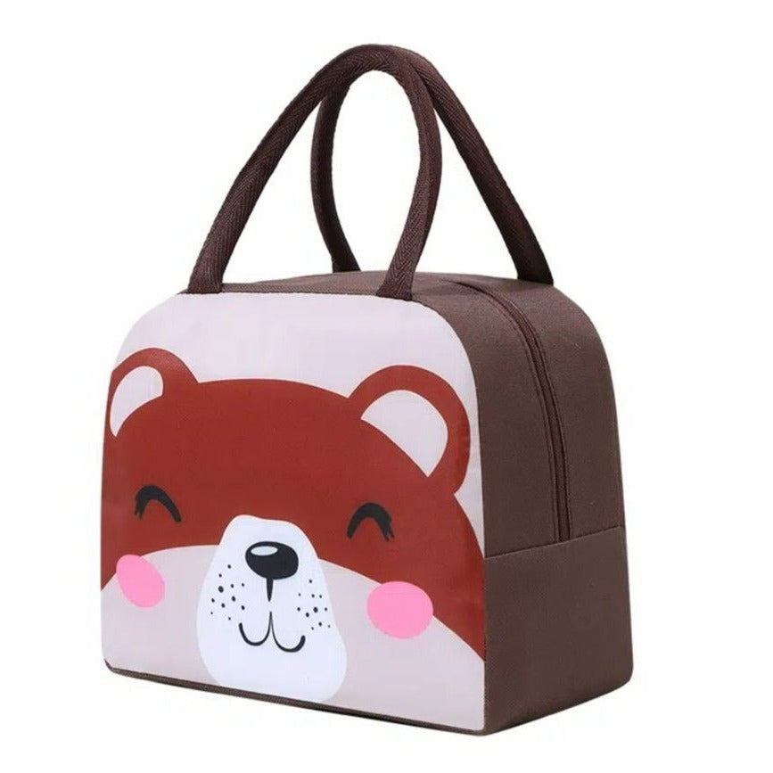 Morgan Sweet Sleepy Bear Brown Animal Face Insulated Lunch Bag Gift Packaged