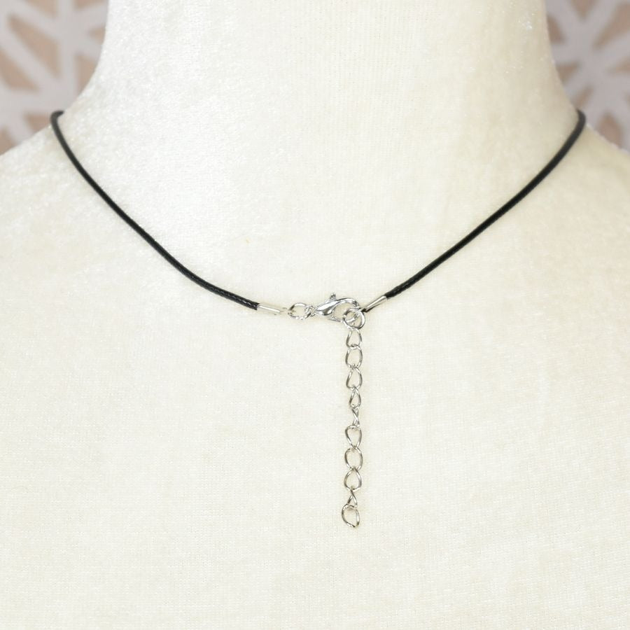 Lexie Topaz Blue Rhombus Crystal Charm Pendant Leather Necklace Gift Boxed