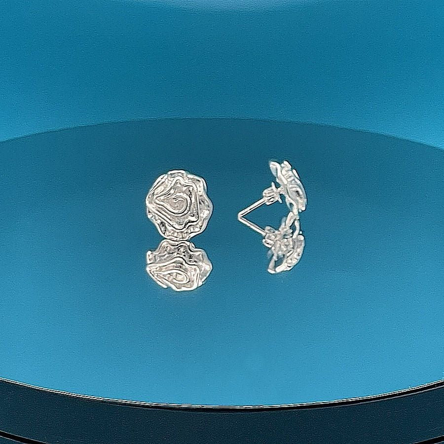 Alisha Cupcake Dreams Abstract Flower Art Sterling Silver Earrings