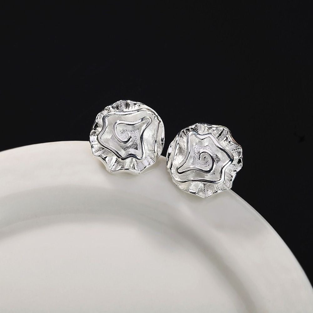 Alisha Cupcake Dreams Abstract Flower Art Sterling Silver Earrings