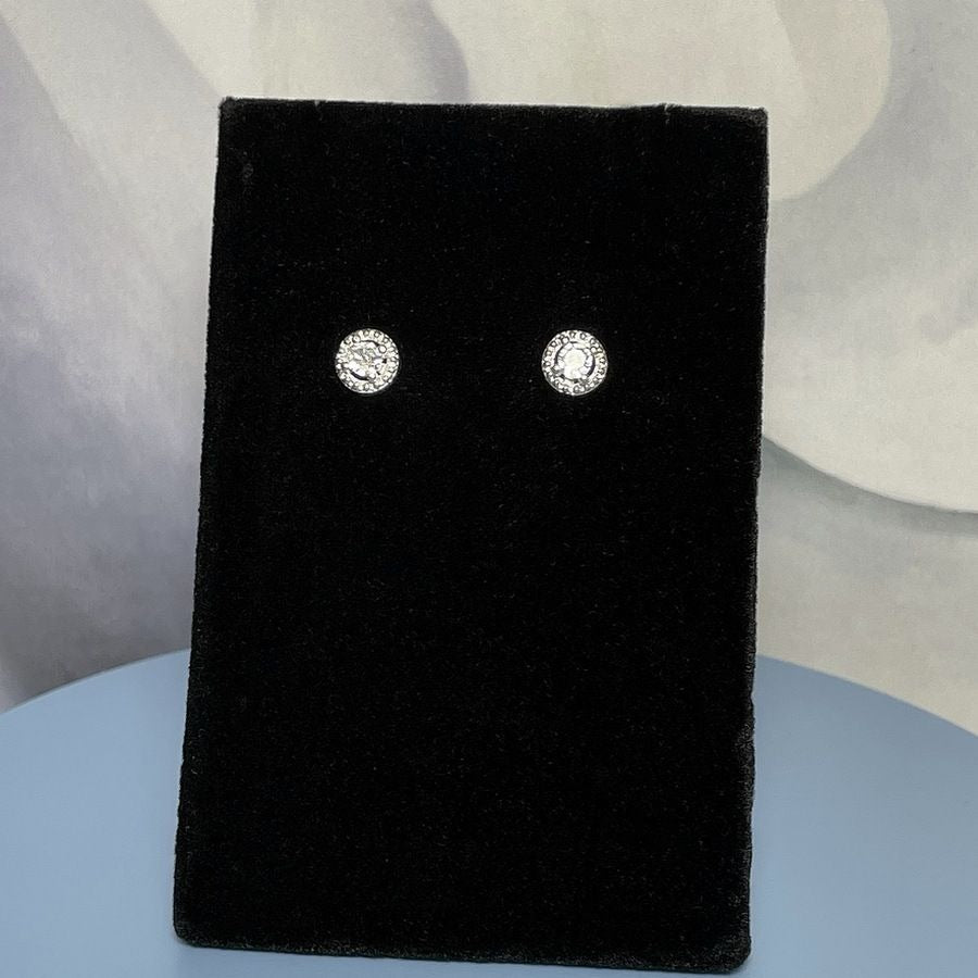 Avianna Halo Round Cubic Zirconia Silver Stud Earrings Gift Boxed