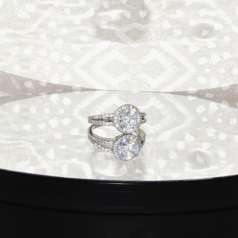Victoria Halo Cubic Zirconia 925 Sterling Silver Ring Size 8