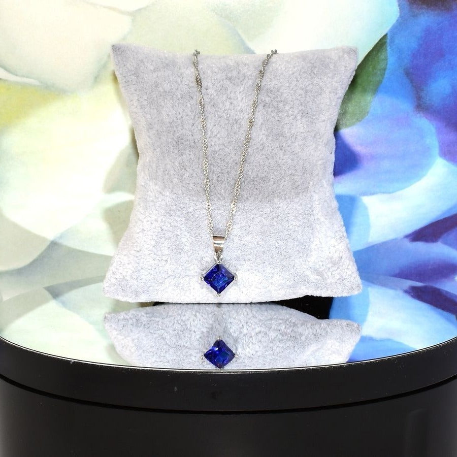 Mia Sincerity Blue Sapphire 925 Sterling Silver Necklace Gift Boxed
