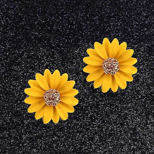 Kenna Layelle Aster Flower Gold Centered Yellow Floral Petal Earrings Gift Boxed
