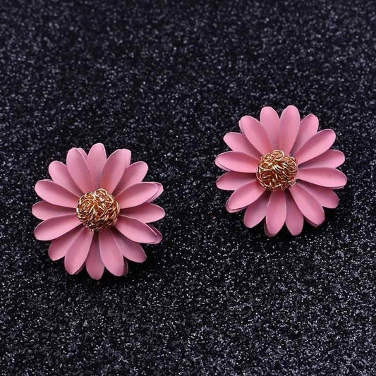 Kenna Layelle Aster Flower Gold Centered Pink Floral Petal Earrings Gift Boxed