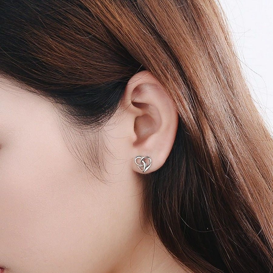 Madilyn Minimalist Style Heart Sterling Silver Earrings Gift Packaged