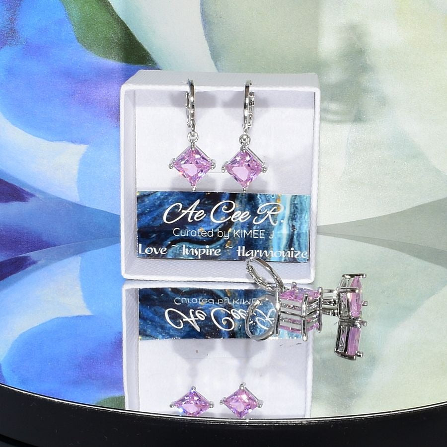 Mia Sincerity Pink Tourmaline 925 Sterling Silver Earrings Gift Boxed