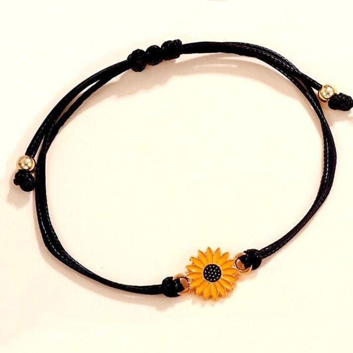 Allyson Aurora Sunflower Double Leather Strand Bracelet Gift Packaged