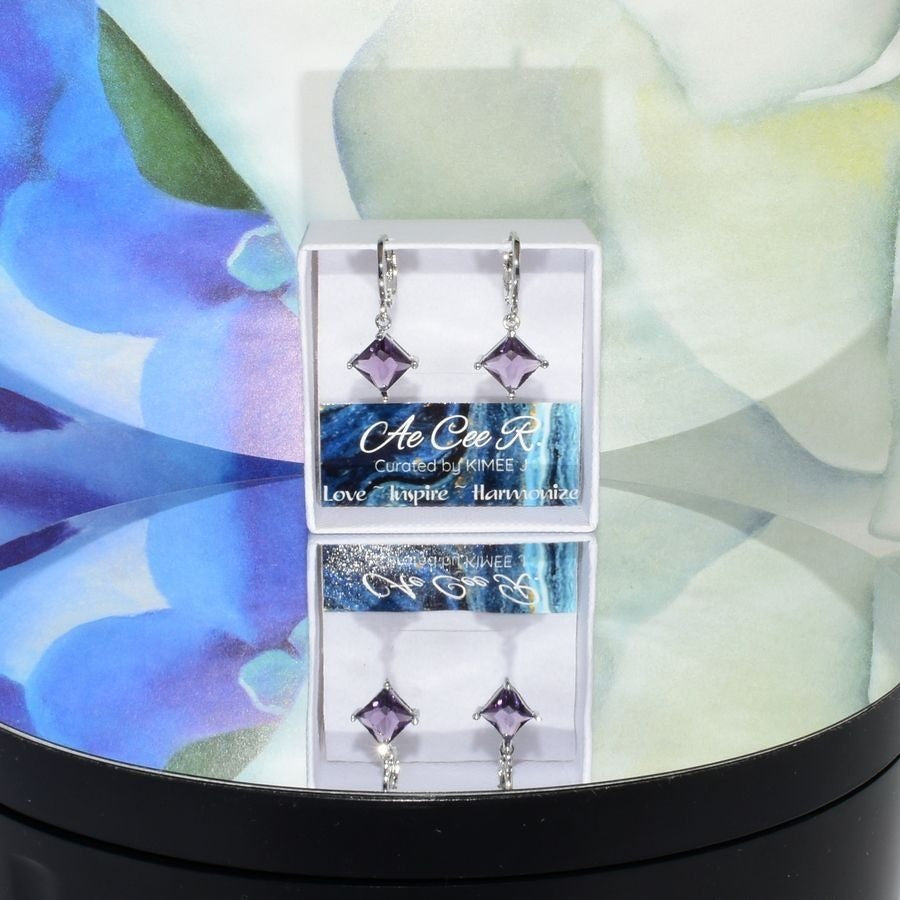Mia Sincerity Purple Amethyst 925 Sterling Silver Earrings Gift Boxed