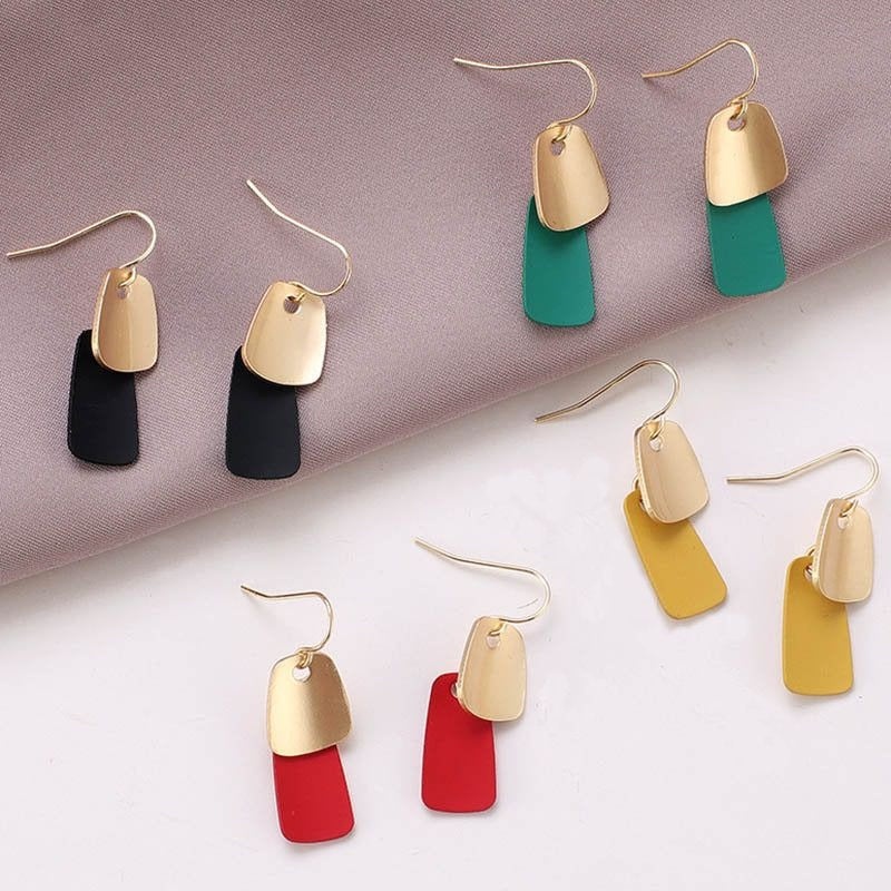 Emmie Jaise Double Layer Petal Dangle Hook Earrings Green Gold