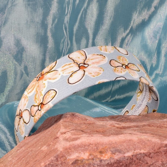 Raelynn Chris Artistic Flowers on Blue Floral Pattern Headband Gift Packaged