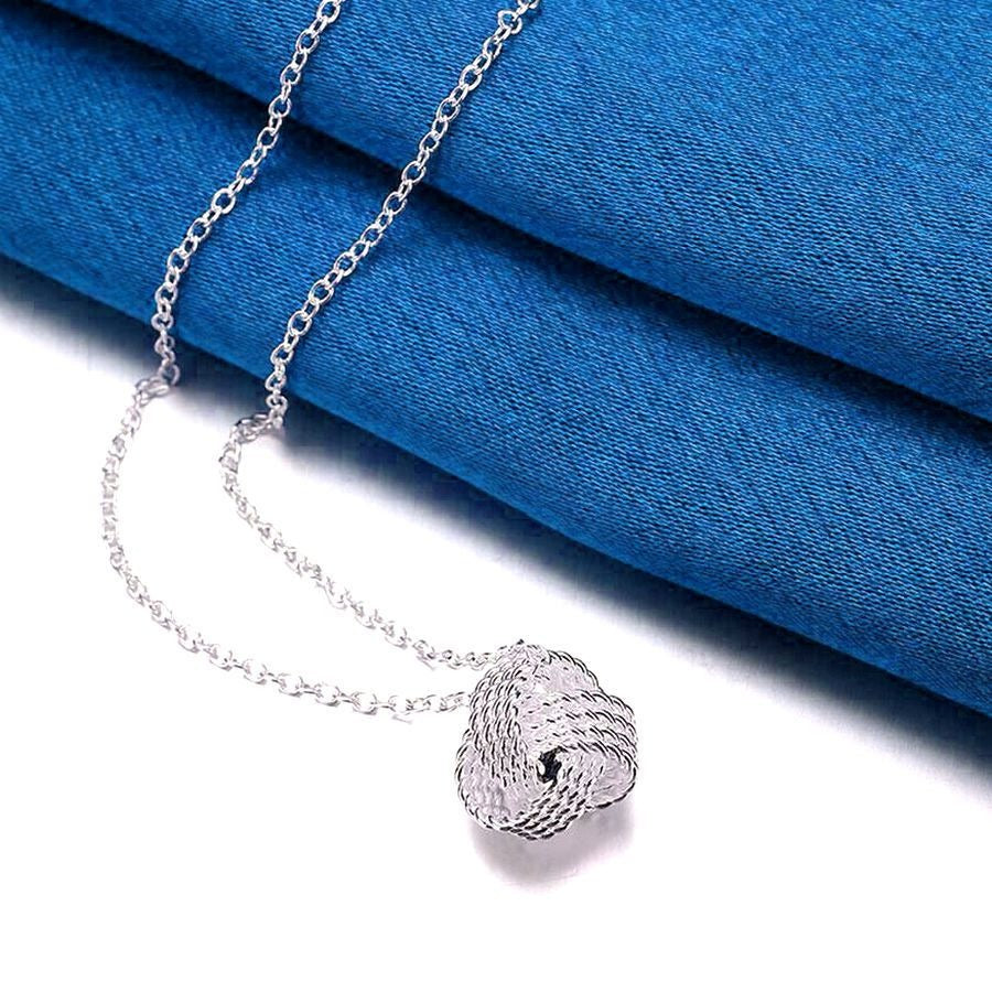 Delanie Love Knot Pendant Necklace Elegant Ribbon Design Silver Gift Boxed