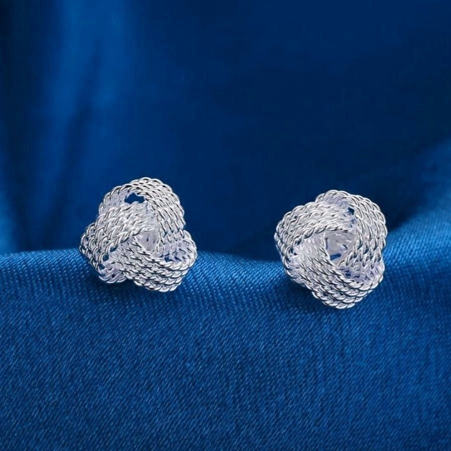 Delanie Love Knot Stud Earrings Elegant Ribbon Design Silver Gift Boxed