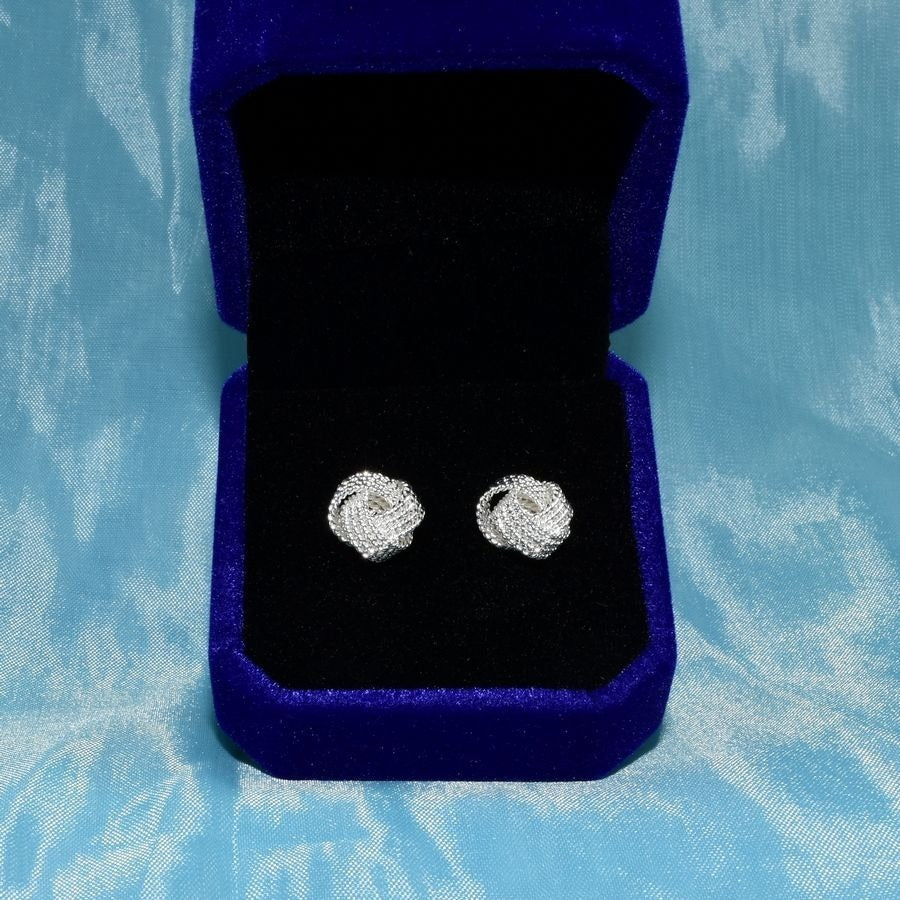Delanie Love Knot Stud Earrings Elegant Ribbon Design Silver Gift Boxed
