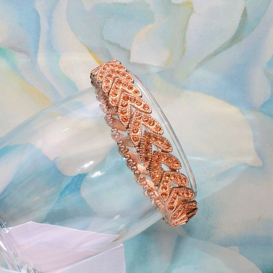 Gemmed Arrow Bead Stretch Bracelet Rose Gold Caroline C Estate Collection Piece