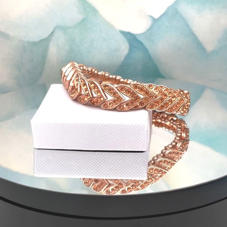 Gemmed Arrow Bead Stretch Bracelet Rose Gold Caroline C Estate Collection Piece