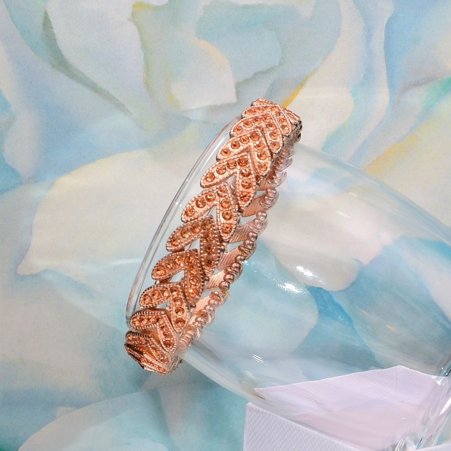Gemmed Arrow Bead Stretch Bracelet Rose Gold Caroline C Estate Collection Piece
