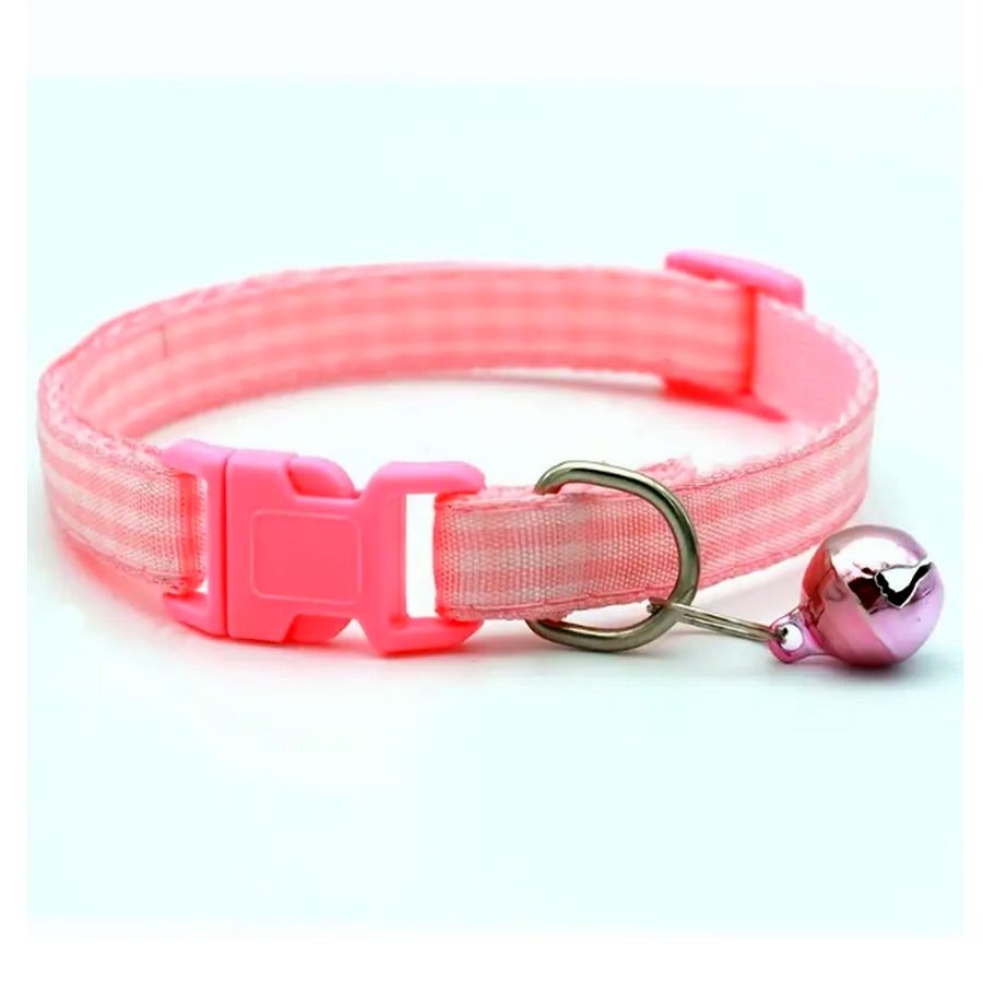 Jamie Jase Pink Gingham Plaid Bell Accented Cat Collar with Toys Gift Package