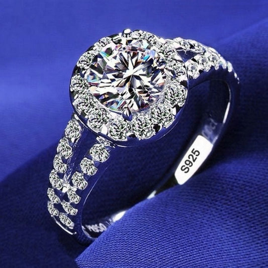Victoria Halo Cubic Zirconia 925 Sterling Silver Ring Size 5