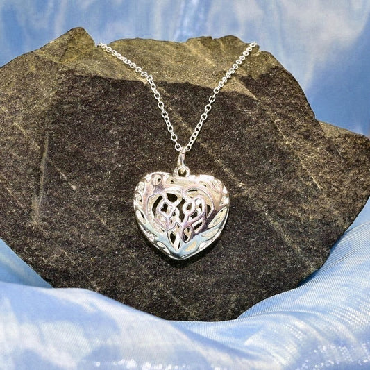 Paulina Filigree Full Heart Sterling Silver Pendant Necklace Gift Boxed