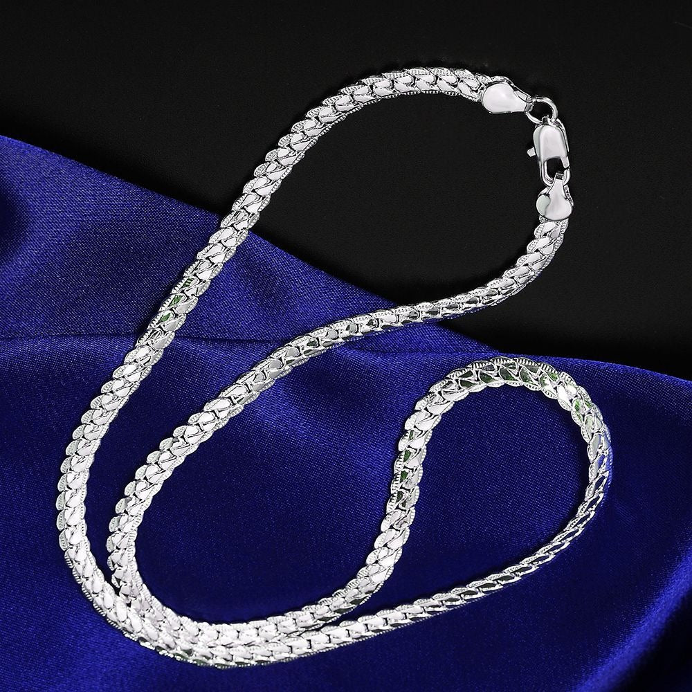Lenoxette Shimmer 925 Sterling Silver Herringbone Chain Necklace Gift Packaged